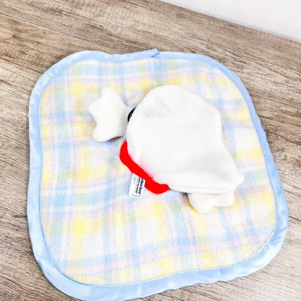 Vintage Knickerbocker Snoopy Plaid Satin Baby Security‎ Blanket Peanuts RARE